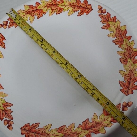 Fiestaware Fiesta Fall Leaves Acorn Ceramic 9" Luncheon Plate Classic Rim White - Picture 3 of 16